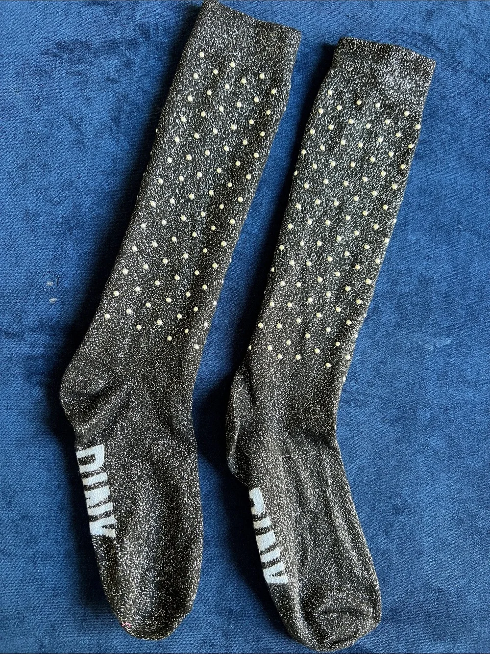 PINK Sparkle Grip Knee-High Socks